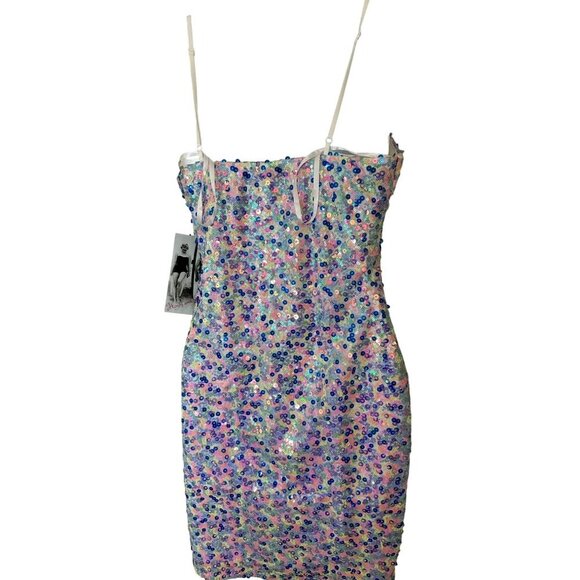 Honey And Rosie Juniors Sequin Slip Dress Multicolor Sparkle Party Large - Picture 7 of 8